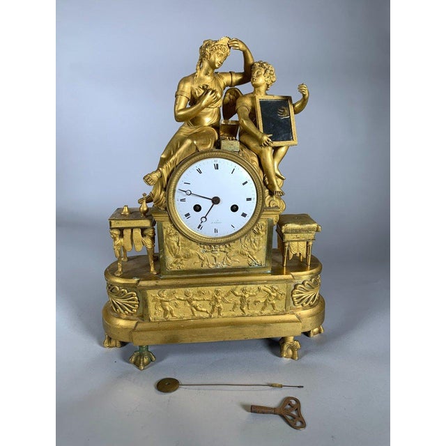 Important Empire/Directoire period clock, late 18th - early 19th century, gilt bronze For Sale - Image 9 of 12