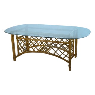 Organic Bamboo and Rattan Vintage Dining Table For Sale