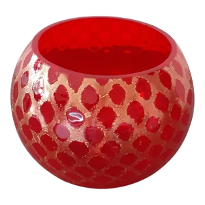 2000 Vintage Murano Red Gold Italian Art Glass Venetian Vase