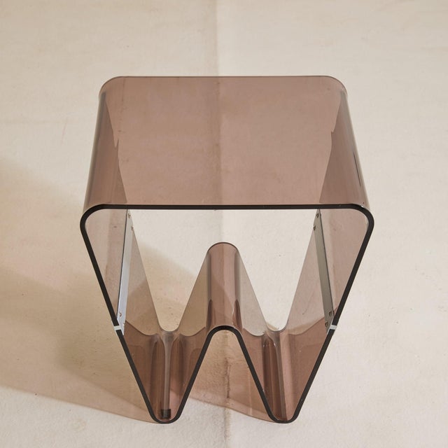 Italian Smoked Acrylic Magazine Holder Side Table, 1970s - 3 Available For Sale - Image 10 of 11