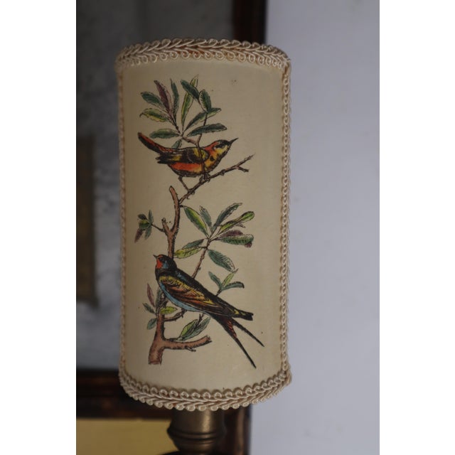 Brown Italian Wall Lamp with Mirror Glass and Bird Lampshades, 1960 For Sale - Image 8 of 18