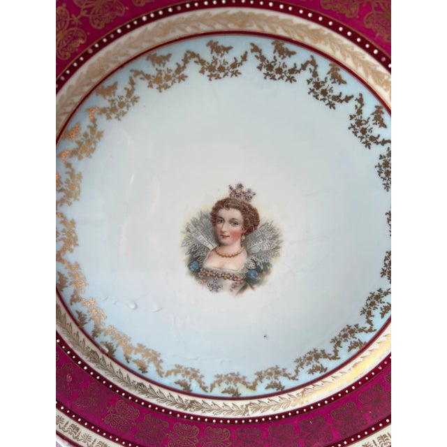 10 3/4” wide Marked Carlsbad China Austria. approx. 1884 - 1918. Some wear to the gilding and minor loss to the beading,...