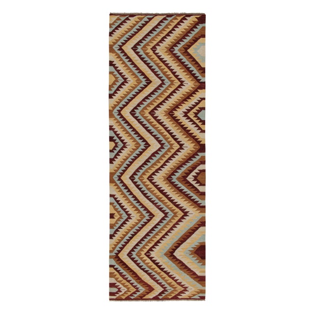 Beige 2010s Rug & Kilim’s Tribal Style Kilim in Red, Blue and Beige-Brown Geometric Patterns For Sale - Image 8 of 8