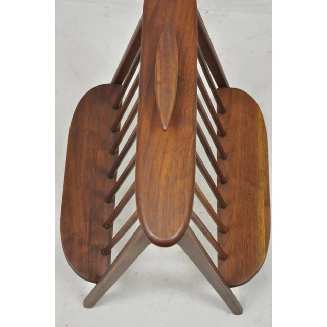 Arthur Umanoff Mid 20th Century Danish Modern Teak Wood Compass Book & Magazine Rack For Sale - Image 10 of 11