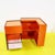 Orange Laminated Sewing Machine Cube on Wheels For Sale - Image 4 of 11