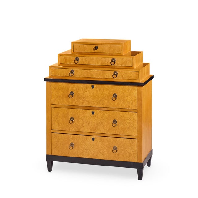 Baker Furniture Biedermeier Style Burlwood Highboy Dresser For Sale - Image 10 of 11