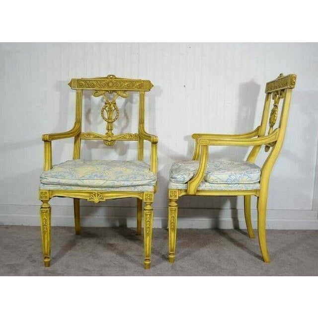 Yellow Painted French Regency Louis Xvi Style Carved Dining Room