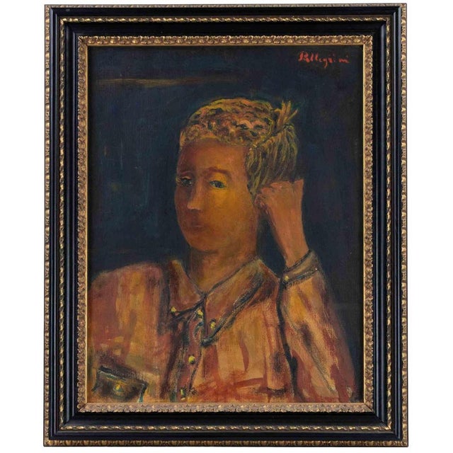 1970s Sirio Pellegrini, Portrait, Painting, 1974, Oil on Board, Framed For Sale - Image 5 of 5