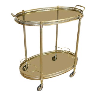 1960s French Brass Bar Cart For Sale