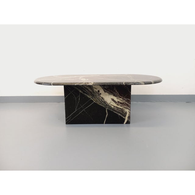 Vintage Oval Coffee Table in Black Marble, 1970s For Sale - Image 12 of 15