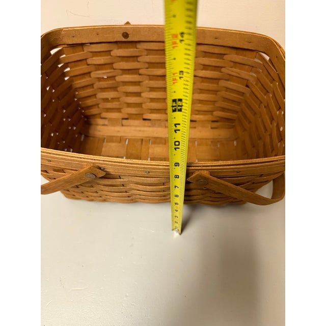 1980s Longaberger Vintage Large Woven 16”x11” Gathering Double Handles Basket, Farmhouse, Farmers Market -No Liner For Sale - Image 5 of 11
