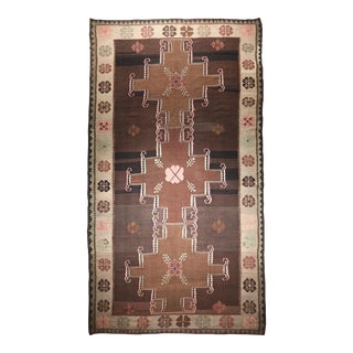 1950s Contemporary Vintage Handmade Kurdishl Kilim - Brown Tones Color For Sale