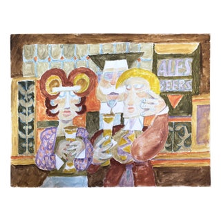 Vincent Bennett, Ale Drinkers, 1970, Oil on Canvas Board For Sale