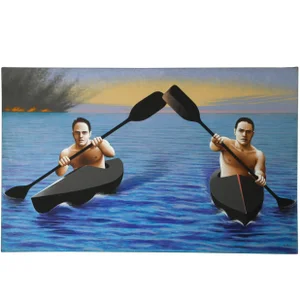 Kayakers Escaping from a Disaster Painting by Lynn Curlee