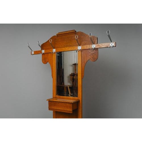 Art Nouveau Oak Wardrobe For Sale - Image 10 of 17