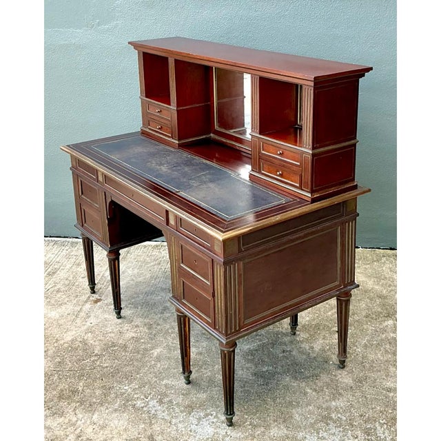 Late 19th Century Vintage Louis XVI Double Pedestal Writing Desk For Sale - Image 5 of 15