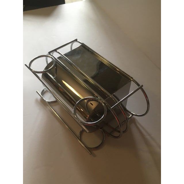 1970s Art Deco Style Chrome Caboose Wine Bottle Trolly For Sale - Image 10 of 11