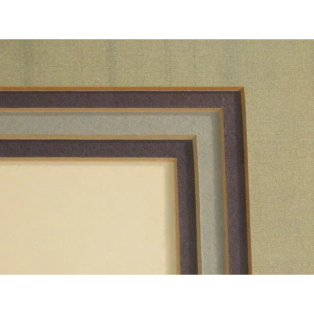 Green "Iris" Floral Decorative Framed & Matted Prints - a Pair For Sale - Image 8 of 10