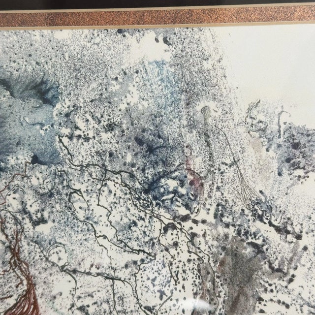 1990s Vintage Fine Art Impressionist Print Depicting Abstract Figures in Marbled Technique, Signed For Sale - Image 5 of 7