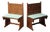 Oak Benches with Backrests, 1960s, Set of 2 For Sale