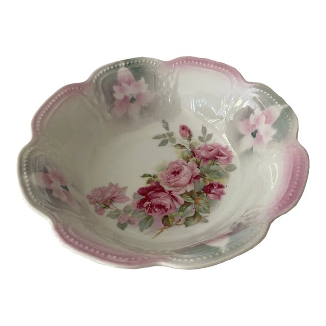 Early 20th Century Floral Iridescent Bavarian Bowl For Sale