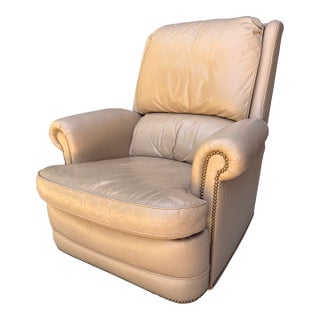 Hancock & Moore Leather Swivel Reclining Club Chair For Sale
