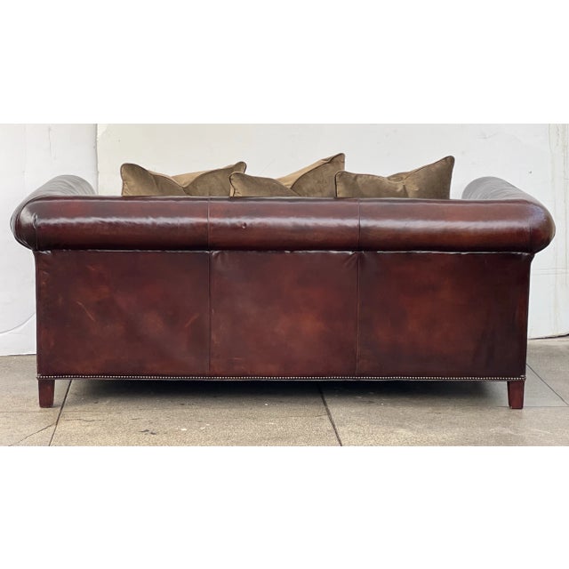 Ralph Lauren Brompton 3-Seat Vintage Dark Mahogany Leather Sofa. For Sale - Image 11 of 11