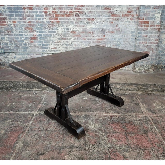 1930s Monterey 1930s Spanish Revival Dining Trestle Table For Sale - Image 5 of 11