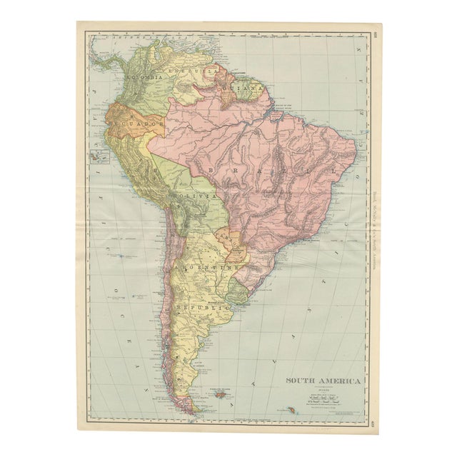 Antique Map of South America with Amazon Basin by Ran McNally, 1899 For Sale
