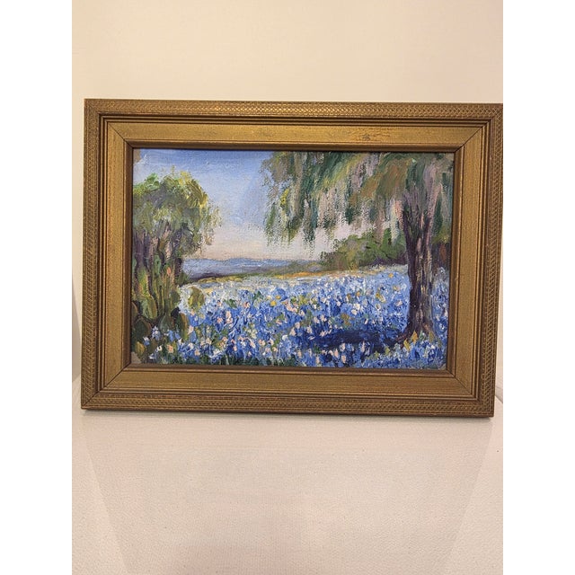 Antique Texas Bluebonnet Painting For Sale - Image 4 of 4