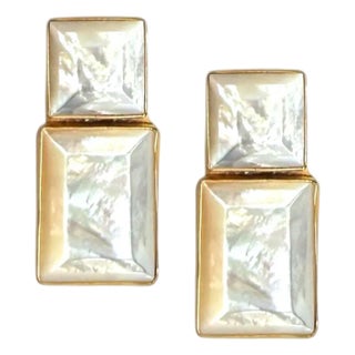 Pearl Block Earring For Sale