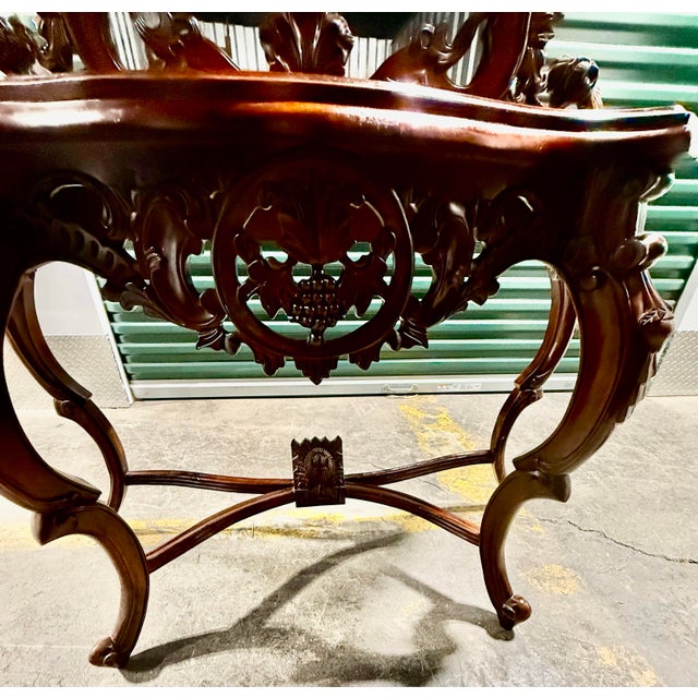 1970s French Rococo Style Mahogany Console Table For Sale - Image 12 of 12