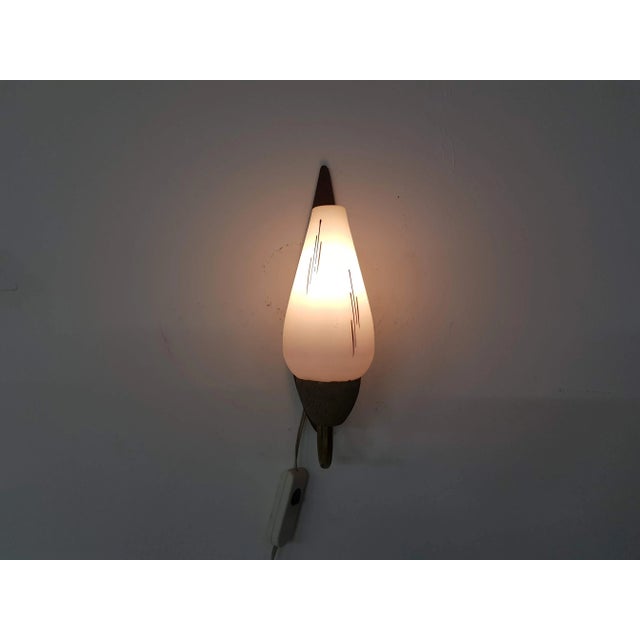 1950s Glass and Wood Wall Lamp, 1950s For Sale - Image 5 of 7