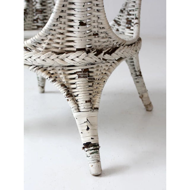 Antique White Antique White Wicker Table For Sale - Image 8 of 13