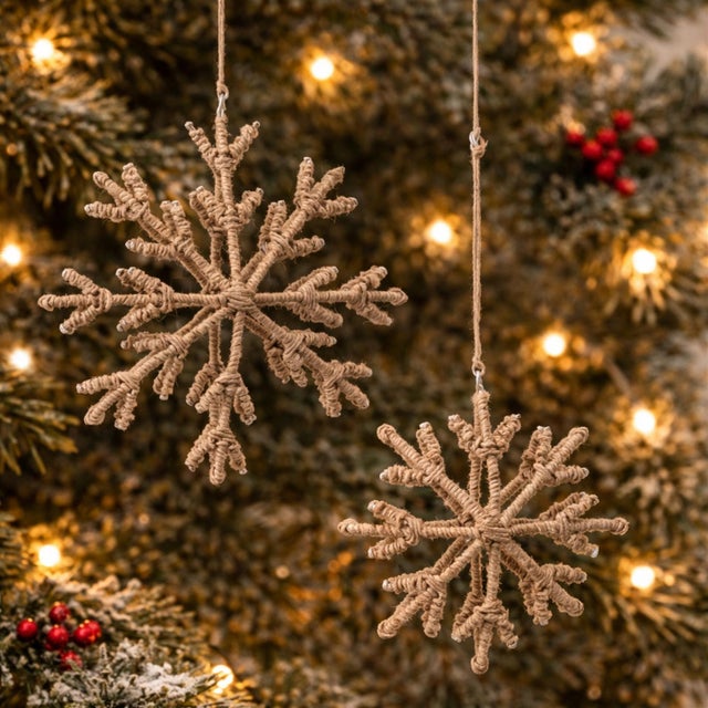 Add a rustic, wintery touch to your holiday décor with this Snowflake Ornament Set. Featuring four iron snowflakes...