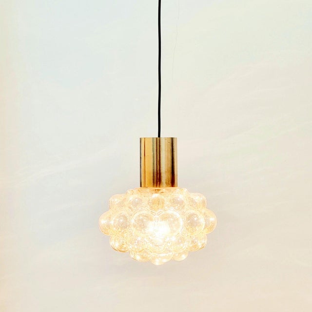 Mid-Century Amber Bubble Glass Pendant Light by Helena Tynell for Limburg, Germany, 1960s For Sale - Image 6 of 11