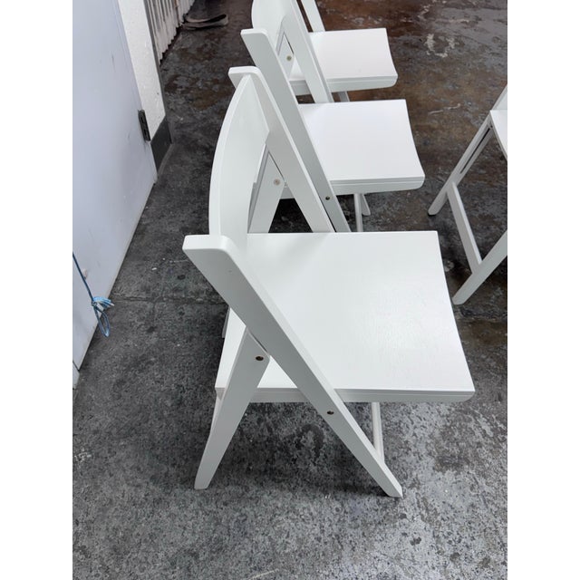 White Crate & Barrel Spare Folding Chairs, Set of Four For Sale - Image 8 of 12