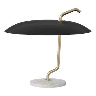 Model 537 Lamp in Brass and Marble with Black Reflector by Gino Sarfatti for Astep For Sale