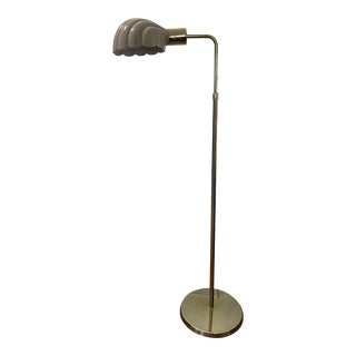 Italian Ceramic Scallop Shell Shade Reading Floor Lamp For Sale