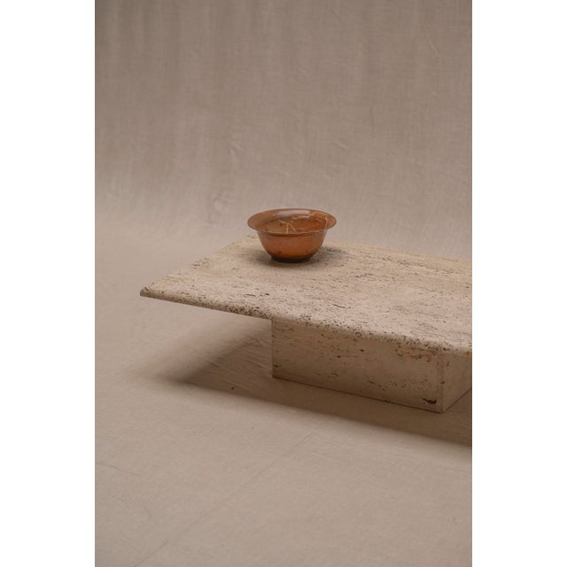 Architectural Rectangular Travertine Coffee Table, 1970s For Sale - Image 3 of 14