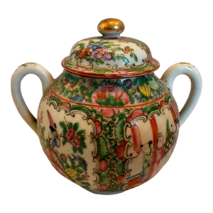Antique Chinese Famile Rose Medallion Sugar Bowl