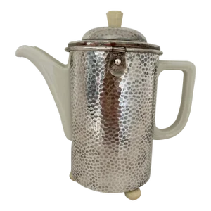 1930 Art Deco Insulated Hammered Silver Coffeepot WMF Bauscher Weiden