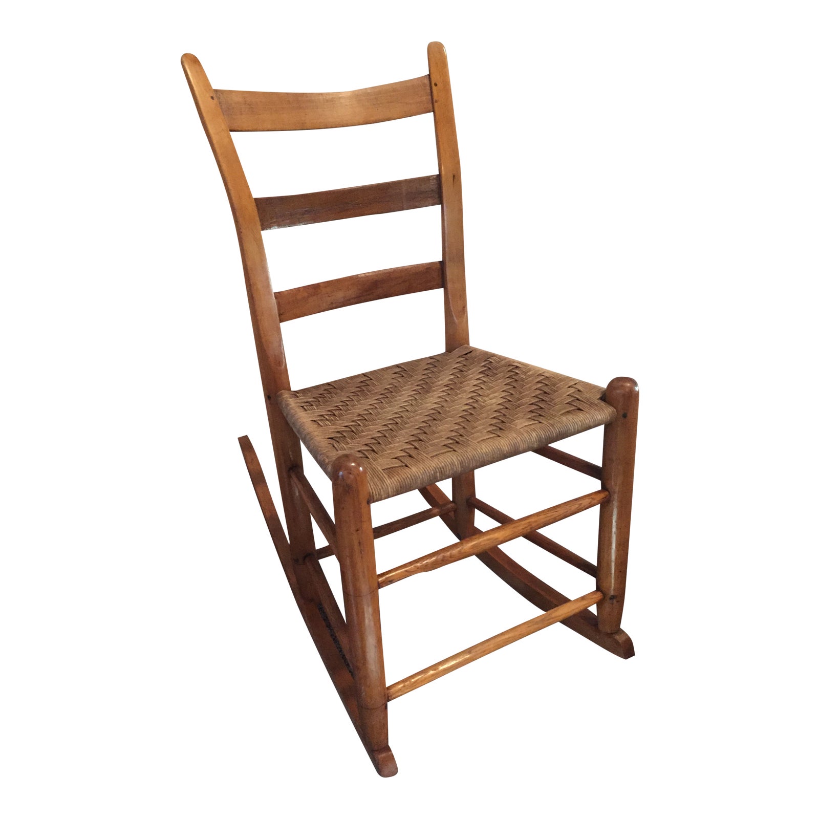 Antique Maple Rocking Chair With Woven Cord Rush Seat Chairish