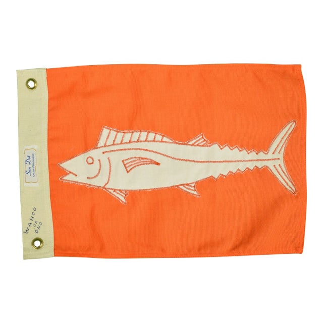 "Hawaiian Marine Capture Orange Wahoo Fish Flag" For Sale