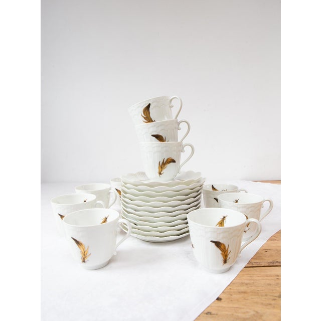 Giraud Limoges Coffee Set with Hand-Painted Gold Leaves, 1950s, Set of 22 For Sale - Image 9 of 9