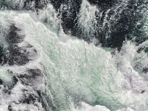 "AV_Rhine_Falls_008" Contemporary Aerial View Limited Edition Photograph by Bernhard Lang