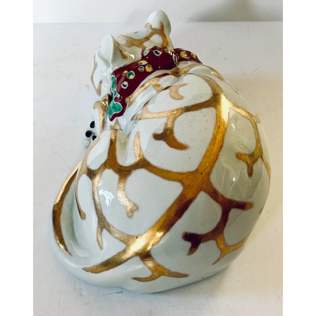 Early 20th Century Large Japanese Kutani Porcelain Sleeping Cat For Sale - Image 5 of 7