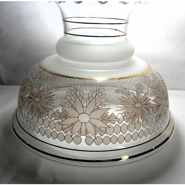 Mid-Century Modern Vintage Hurrican Lamp Glass Shade Floral For Sale - Image 3 of 11
