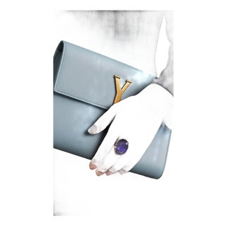 Bochic "Capri" Vintage Amethyst & Diamond Ring Set In 18K Gold & Silver For Sale