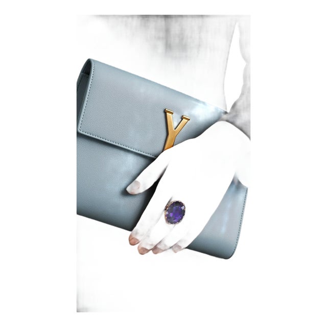 Bochic "Capri" Vintage Amethyst & Diamond Ring Set In 18K Gold & Silver For Sale